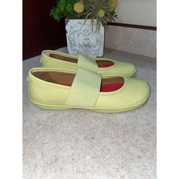 Camper Nina Womens Yellow Leather Mary Jane Flats Size 36 With Elastic Strap & R - Picture 4 of 6